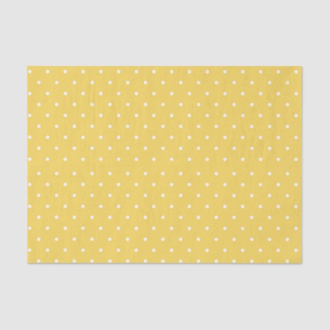 Papier Mousseline Papier de fond à points polka jaune et blanc (Recto)