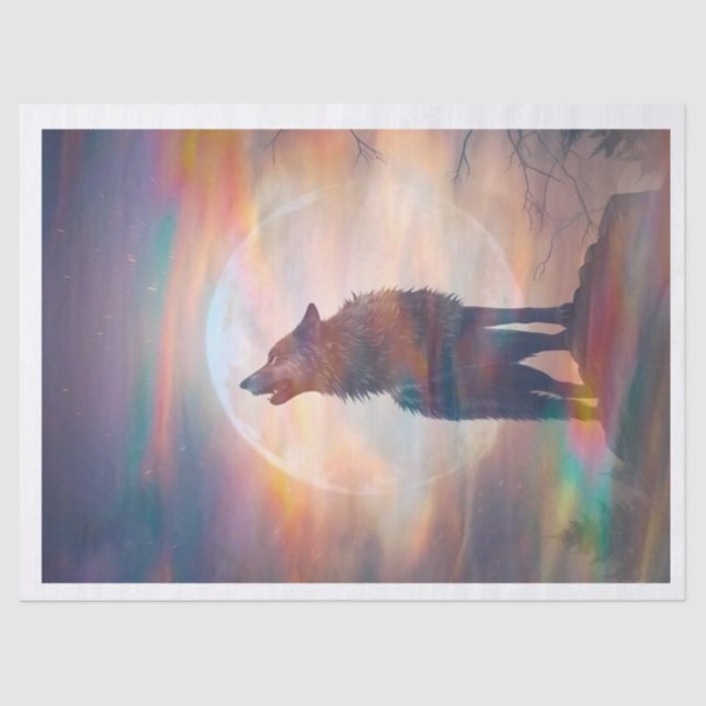 Papier Mousseline Papier de fond Aurora Fog Wolf (Recto)