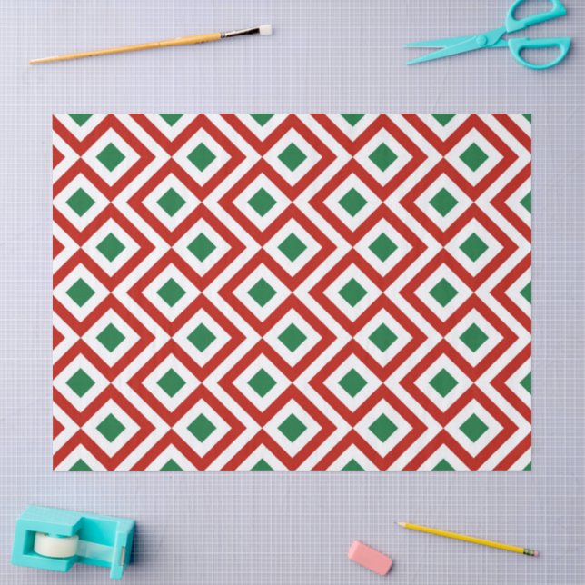 Papier Mousseline Papier de fond rouge, blanc, vert (Artisanat)