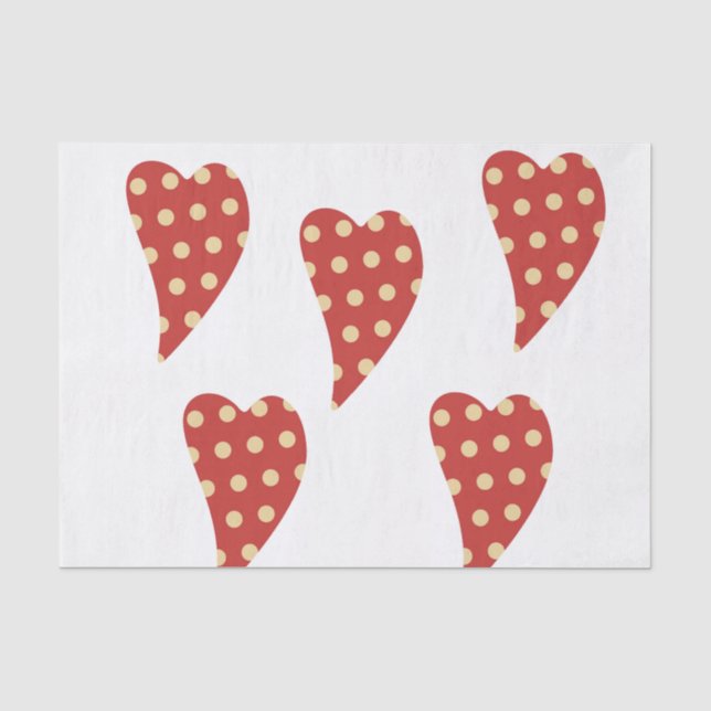 Papier Mousseline Papier de la Saint Valentin Coeurs rouges (Recto)