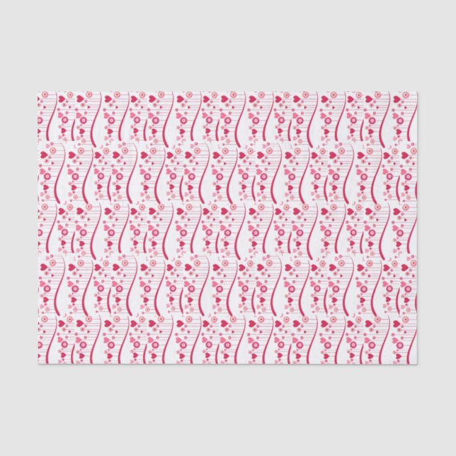 Papier Mousseline Papier de la Saint-Valentin Pink Red Hearts (Recto)
