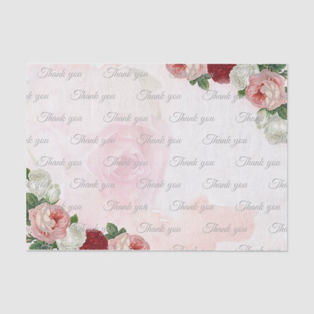 Papier Mousseline Papier de Merci Mariage rose personnalisé (Recto)