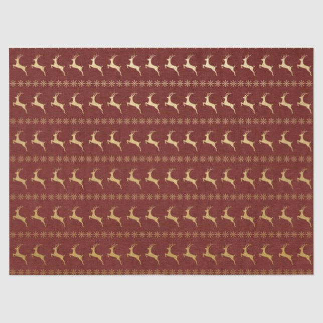 Papier Mousseline Papier de Noël Red and Gold Reinder (Recto)