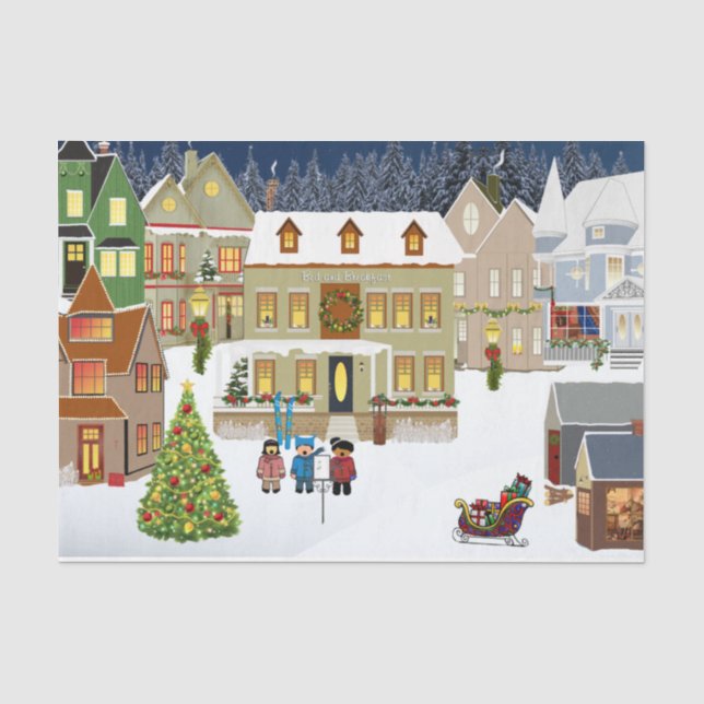 Papier Mousseline Papier de papier de décolpage du village de Noël (Recto)