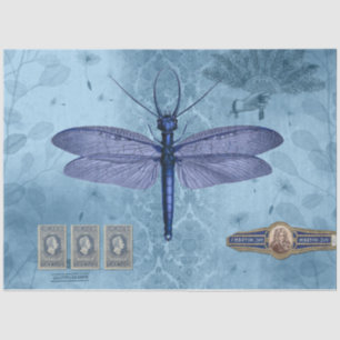 Papier Mousseline Papier de papier de découpage bleu Dragonfly