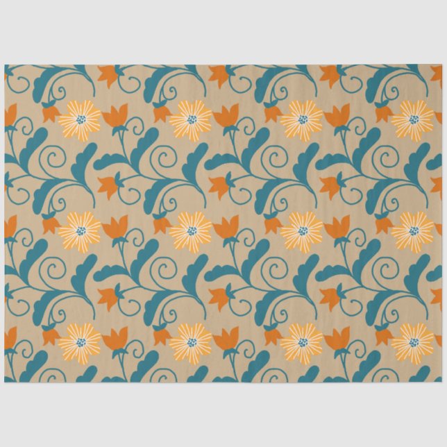 Papier Mousseline Papier de papier de motif floral rétro (Recto)