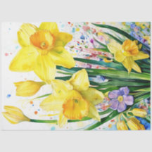 Papier de papier jonquille florale de printemps