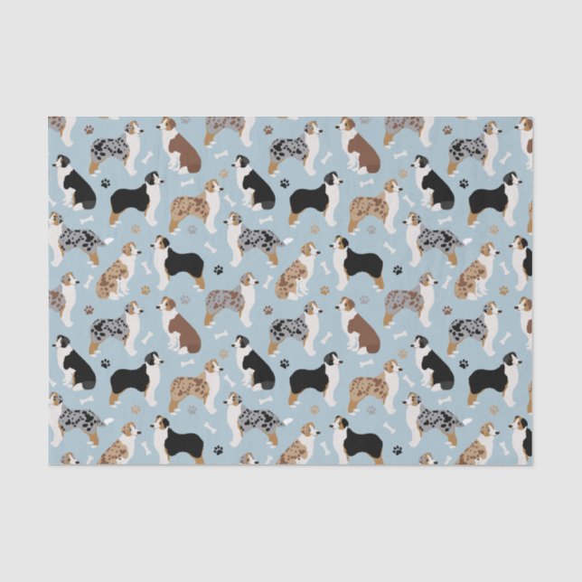 Papier Mousseline Papier de papier tissu Australian Shepherd Bones a (Recto)