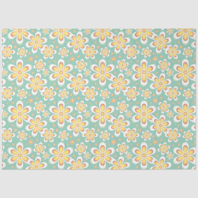 Papier Mousseline papier de tissu à fleurs à motif jaune (Recto)