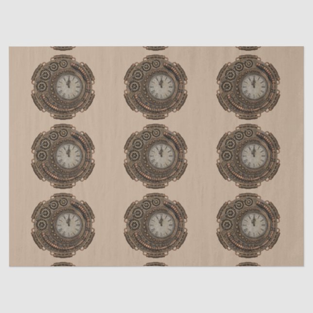 Papier Mousseline papier de tissu à horloge steampunk (Recto)