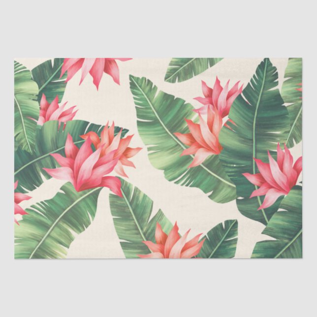 Papier Mousseline Papier de tissu à motifs floraux tropicaux (Recto)