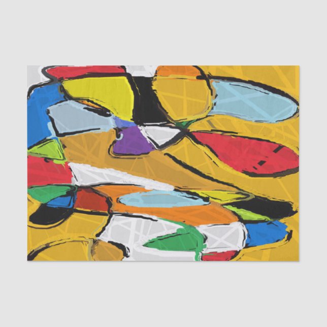 Papier Mousseline Papier de tissu Abstrait jaune (Recto)