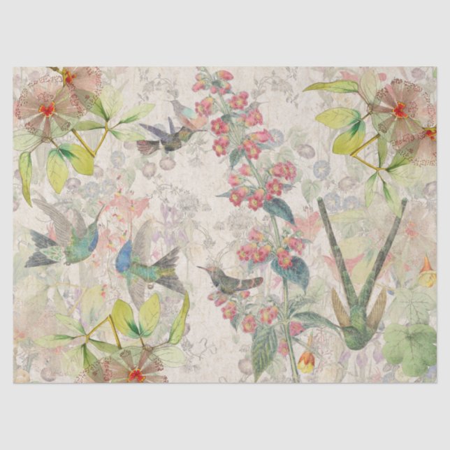 Papier Mousseline Papier de tissu animal de fleurs d'oiseaux de (Recto)