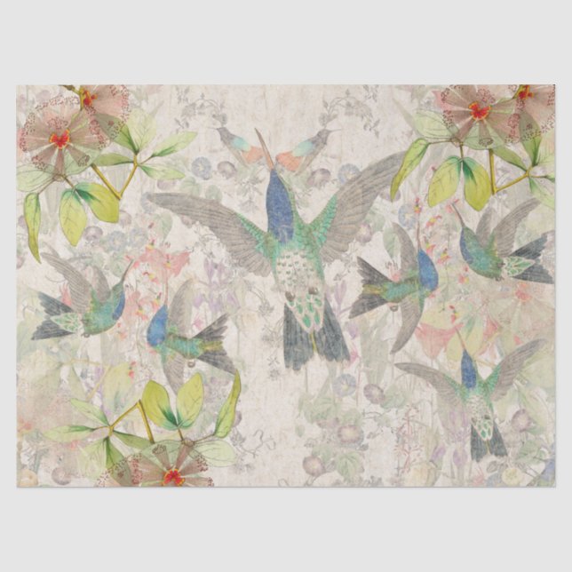 Papier Mousseline Papier de tissu animal de fleurs d'oiseaux de (Recto)