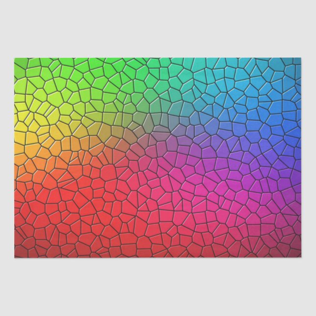 Papier Mousseline papier de tissu arc-en-ciel en mosaïque (Recto)