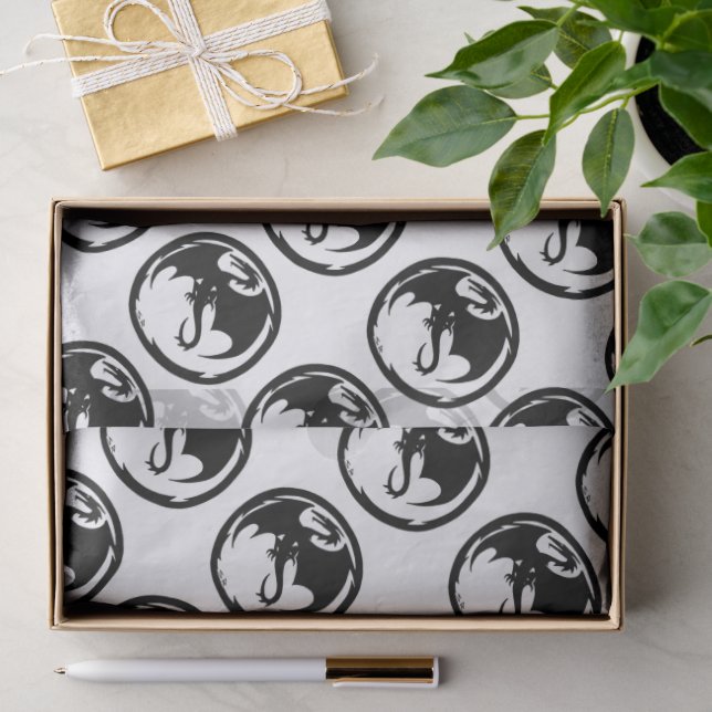 Papier Mousseline Papier de tissu blanc Black Dragon (Cadeau)
