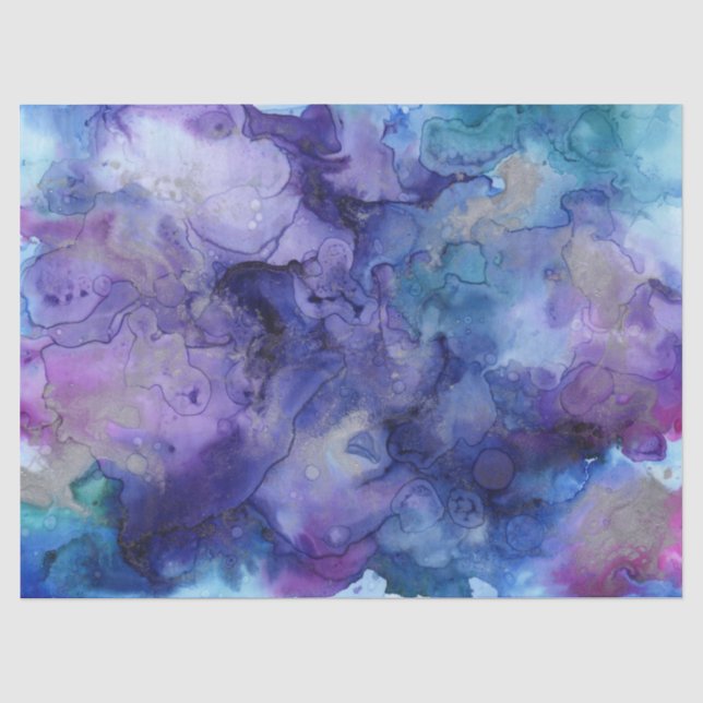Papier Mousseline papier de tissu bleu et violet (Recto)