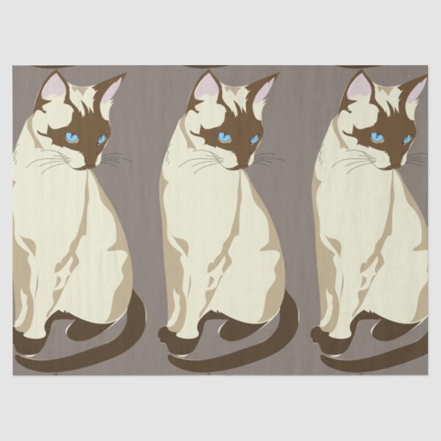 Papier Mousseline Papier de tissu de chats siamois (Recto)