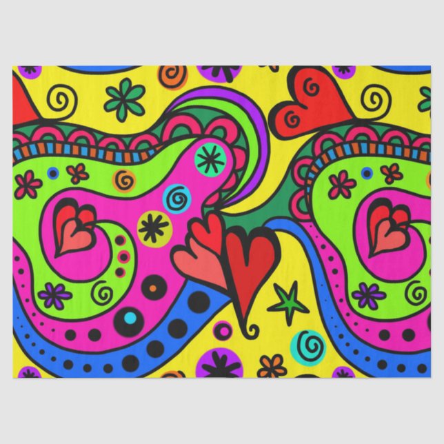 Papier Mousseline papier de tissu de coeur pop art (Recto)