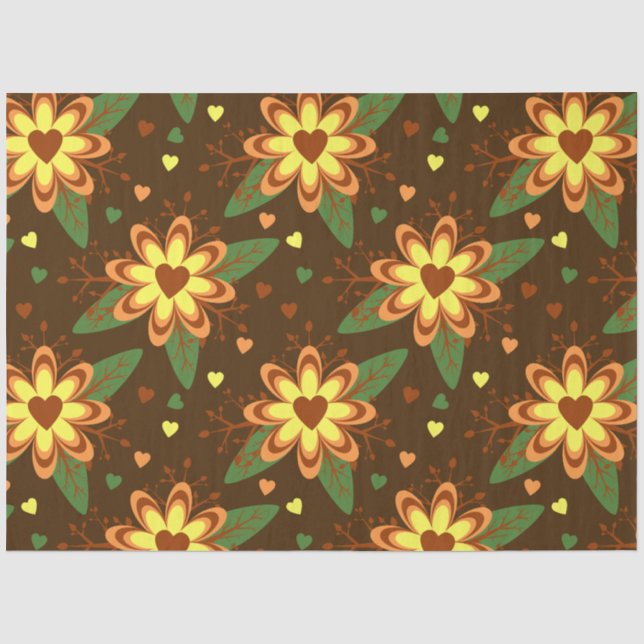 Papier Mousseline papier de tissu de coeurs de fleurs (Recto)