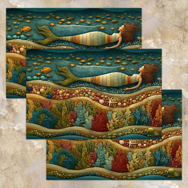 PAPIER MOUSSELINE PAPIER DE TISSU DE DÉCOUPAGE DES RÊVES FUMÉS (MERMAID DREAMS DECOUPAGE TISSUE PAPER)