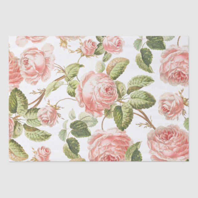 PAPIER MOUSSELINE PAPIER DE TISSU DE DÉCOUPAGE : ROSE (Recto)