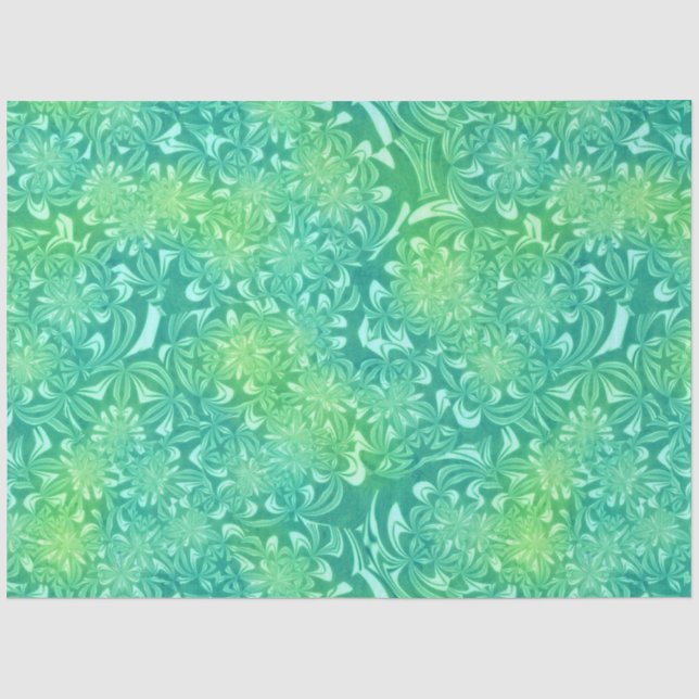 Papier Mousseline papier de tissu de fleurs de batik vert (Recto)