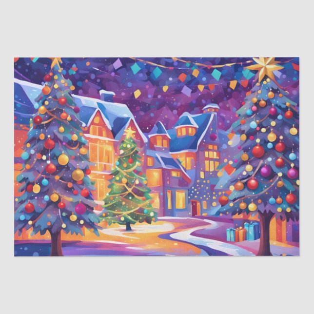 Papier Mousseline papier de tissu de la ville de noël (Recto)