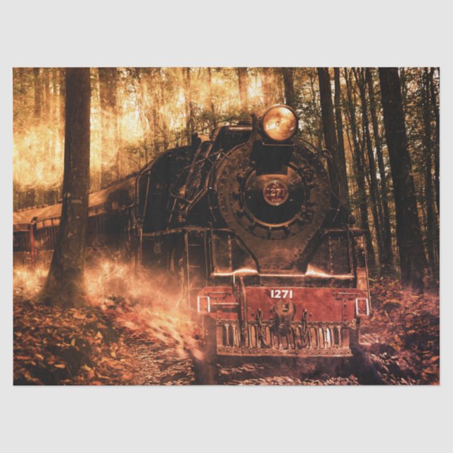 Papier Mousseline Papier de tissu de train forestier imaginaire (Recto)