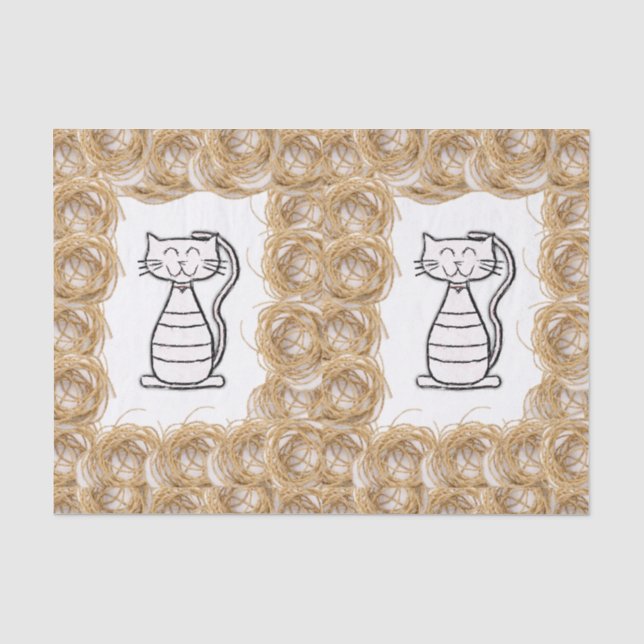 Papier Mousseline Papier de tissu décoratif Chat (Recto)