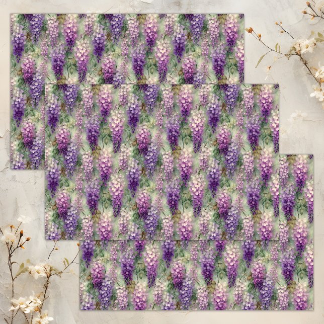 PAPIER MOUSSELINE PAPIER DE TISSU DÉCOUPAGE WISTERIA ROMANTIQUE (ROMANTIC WISTERIA DECOUPAGE TISSUE PAPER)
