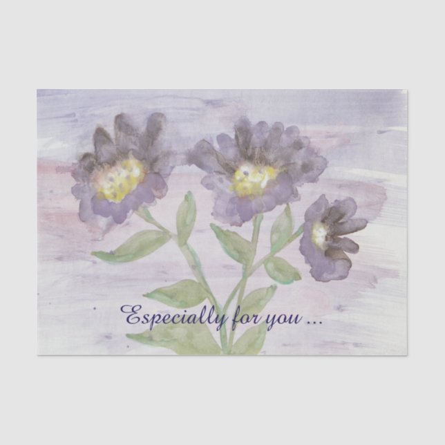 Papier Mousseline Papier de tissu Extraordinaire grandes fleurs viol (Recto)