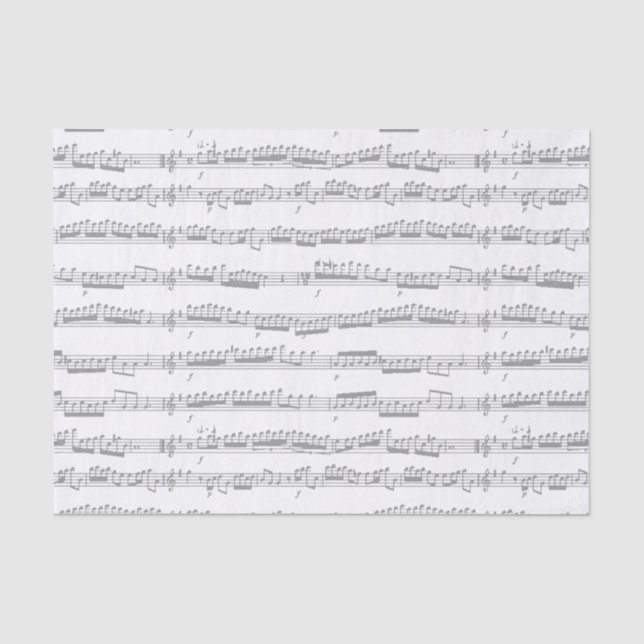 Papier Mousseline papier de tissu feuille de notes de musique gris f (Recto)