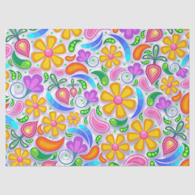 Papier Mousseline papier de tissu floral clair (Recto)