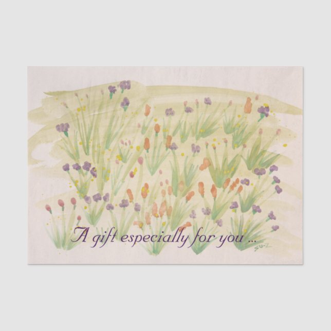 Papier Mousseline Papier de tissu floral d'aquarelle (Recto)