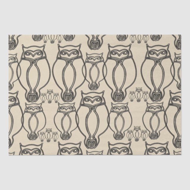 Papier Mousseline Papier de tissu motif de hibou (Recto)