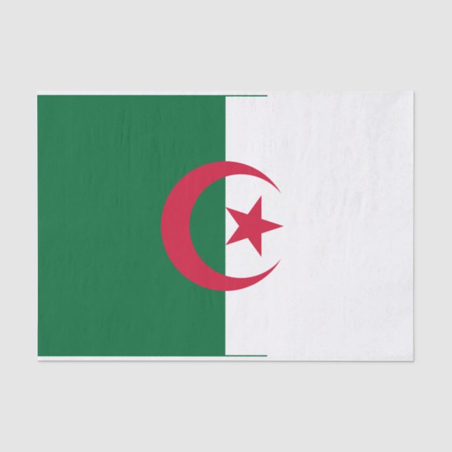 Papier Mousseline Papier de tissu patriotique avec drapeau d'Algérie (Recto)