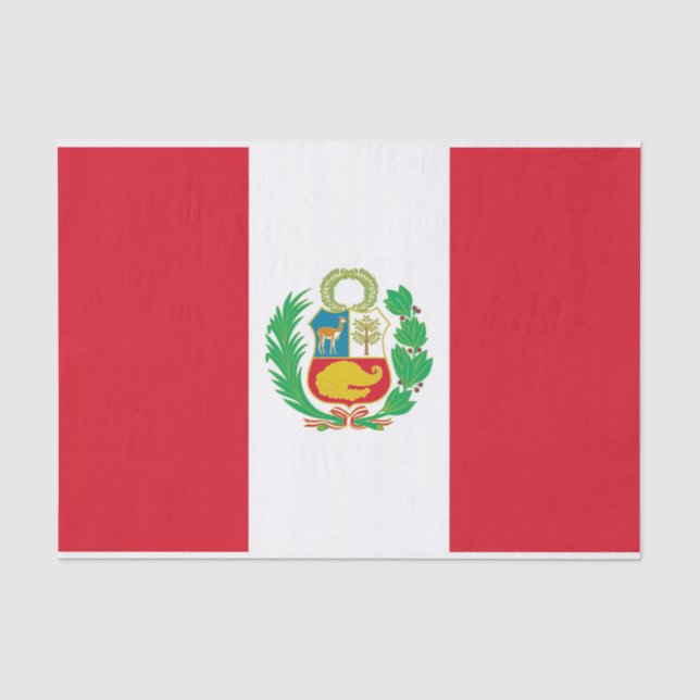 Papier Mousseline Papier de tissu patriotique avec drapeau du Pérou (Recto)