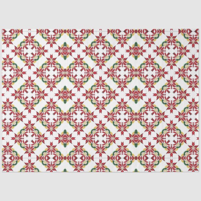 Papier Mousseline papier de tissu poinsettia de noël (Recto)