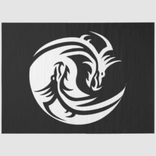 Papier Mousseline papier de tissu yin yang dragons