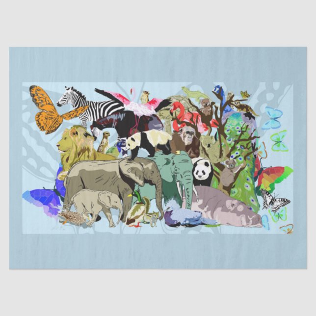 Papier Mousseline papier de tissu zoo (Recto)