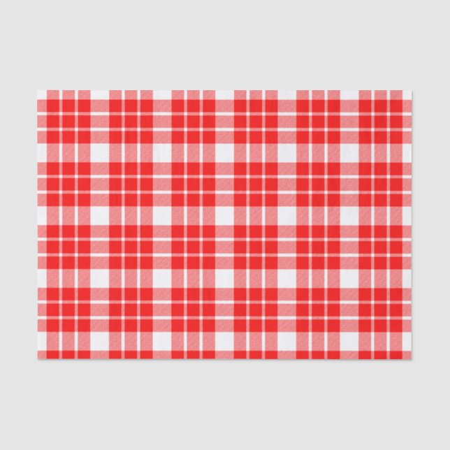 Papier Mousseline Papier de tissus à plaid rouge et blanc (Recto)