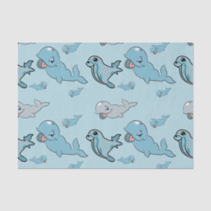 Papier Mousseline Papier de tissus avec baleines et phoques