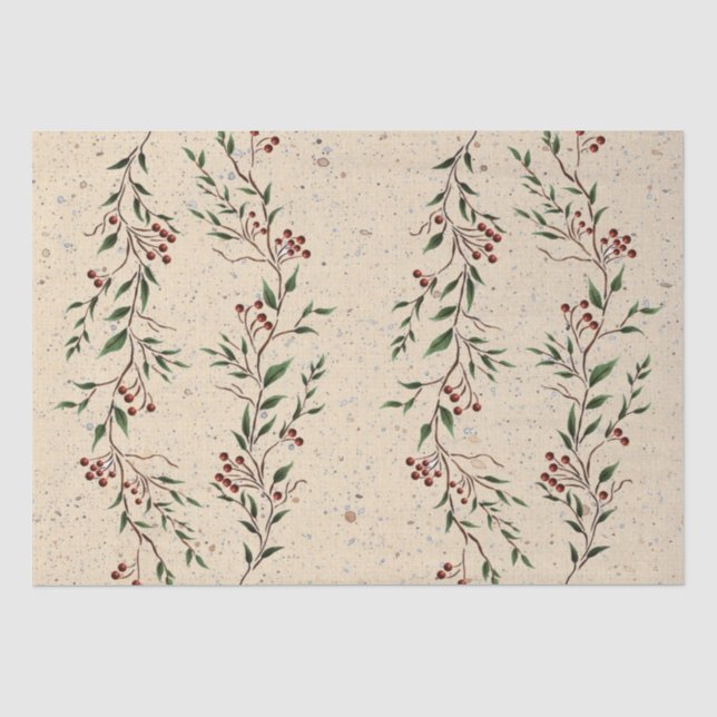 Papier Mousseline Papier de tissus Berry Branch (Recto)