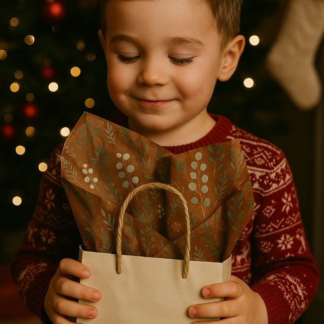 Papier Mousseline Papier de tissus botanique rustique - Pin & Eucaly (Créateur téléchargé)