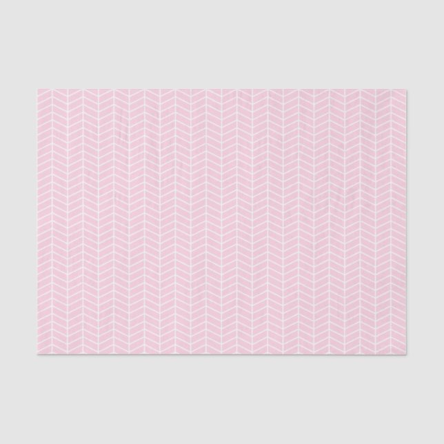 Papier Mousseline Papier de tissus Chevron - Blanc sur rose clair (Recto)