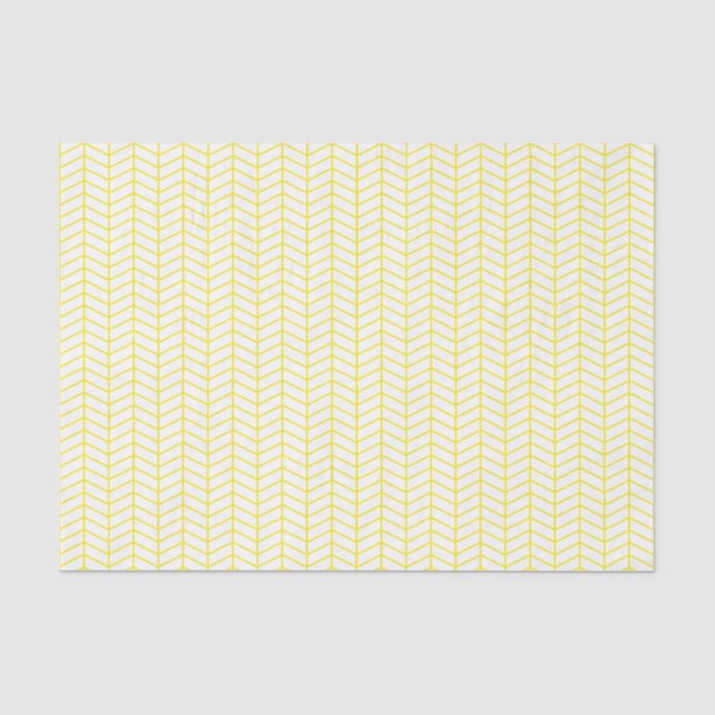 Papier Mousseline Papier de tissus Chevron - Jaune sur blanc (Recto)