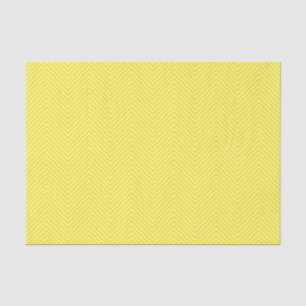 Papier Mousseline Papier de tissus Chevron Line - Blanc sur Jaune