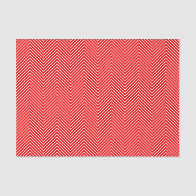 Papier Mousseline Papier de tissus Chevron Line - Blanc sur rouge (Recto)