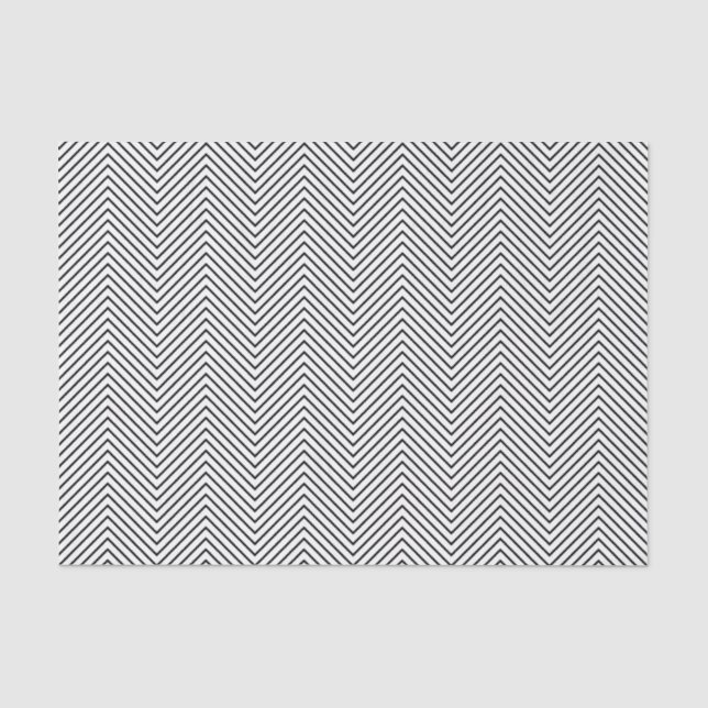 Papier Mousseline Papier de tissus Chevron Line - Noir sur blanc (Recto)